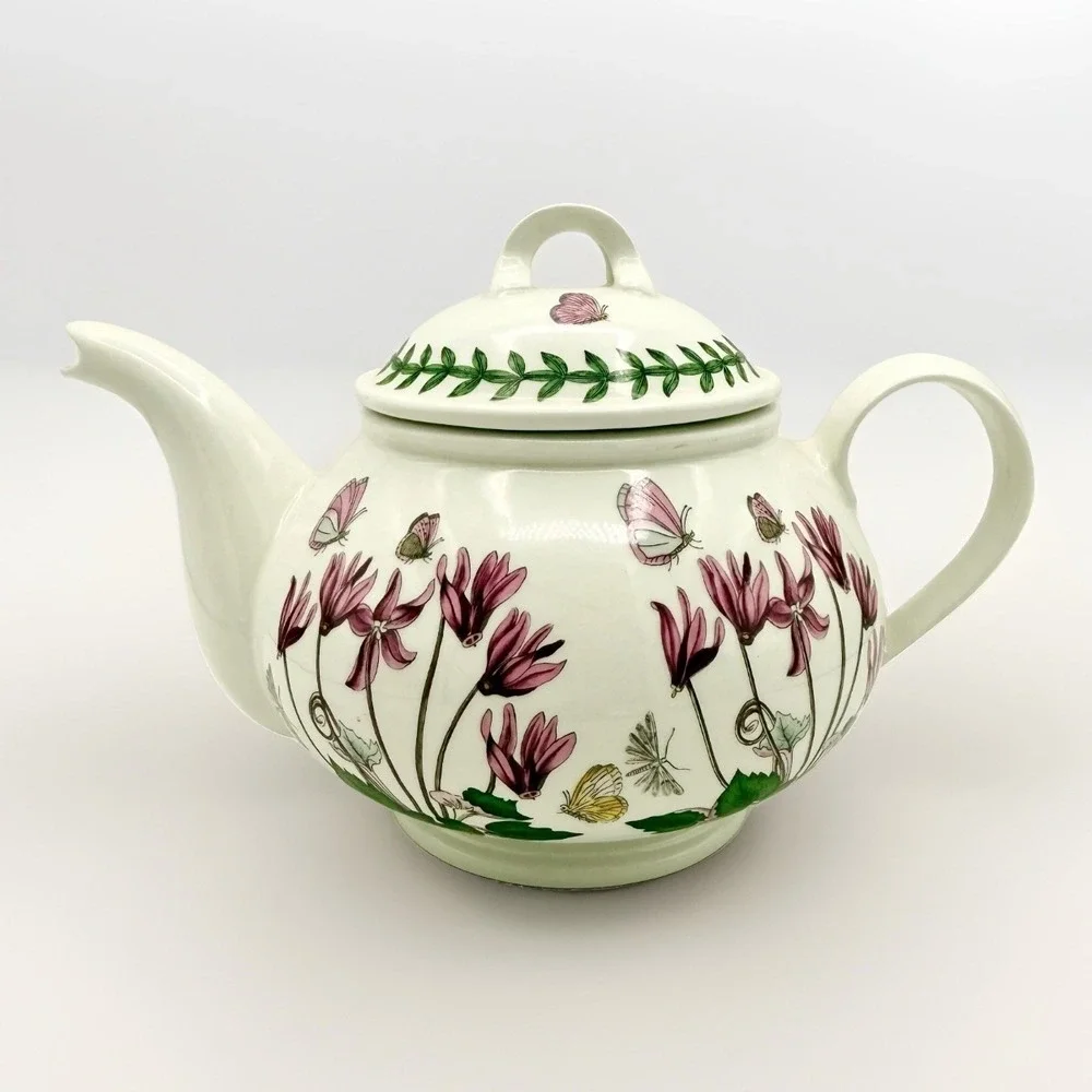 Vintage Portmeirion Botanic Garden 1 Pint Teapot Pink Cyclamen Made in Britain